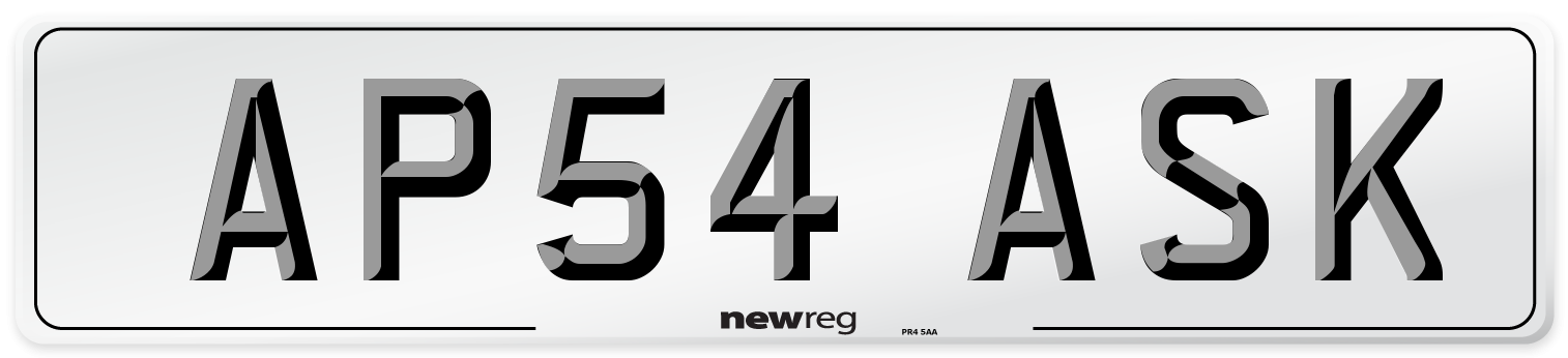 AP54 ASK Number Plate from New Reg